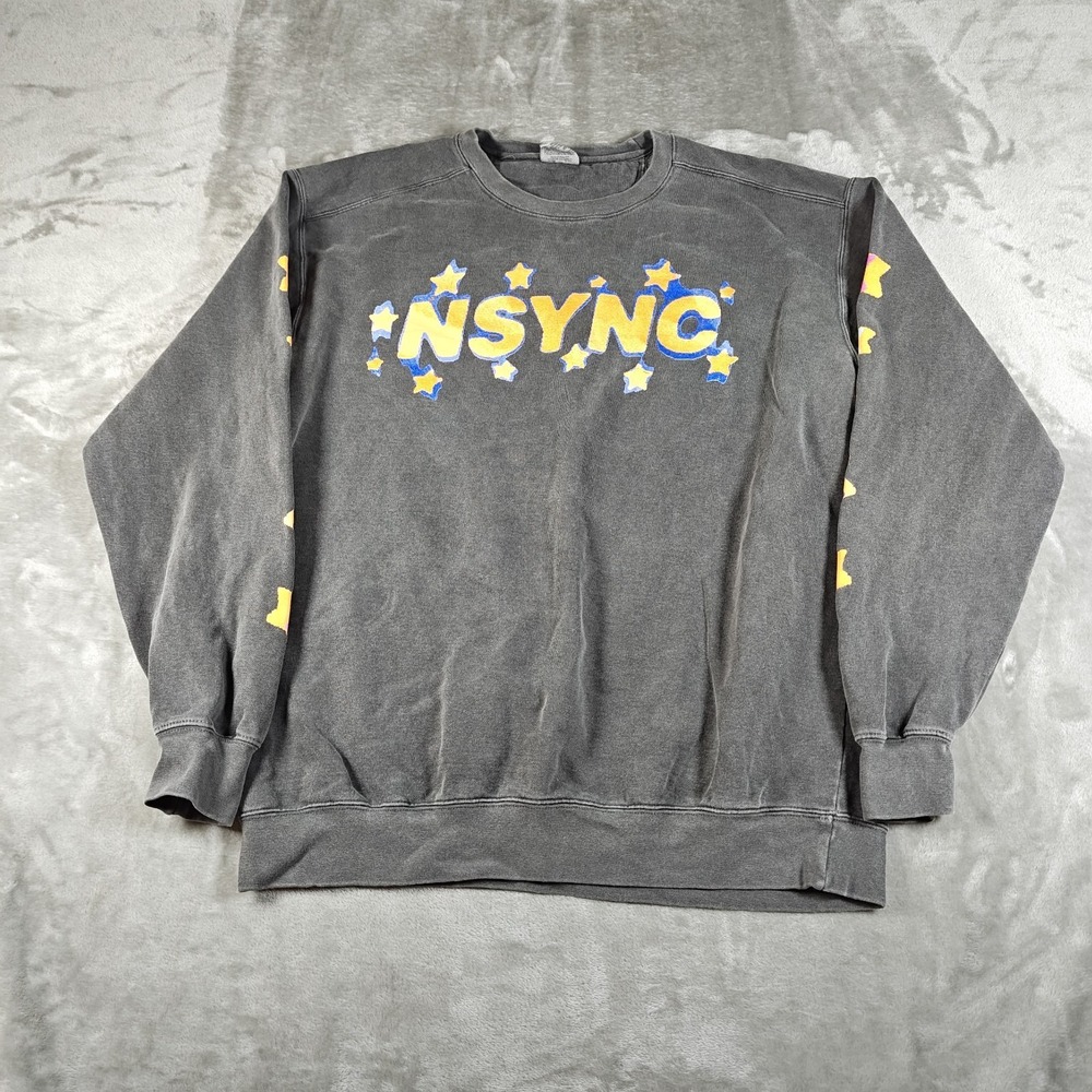 NSYNC Sweatshirt Men Large Gray Pullover Pop Music Retro Stars Justin Timberlake